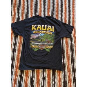 Men's Harley Davidson Kauai Hawaii Hawaiian Dealership Black Shirt Size Large